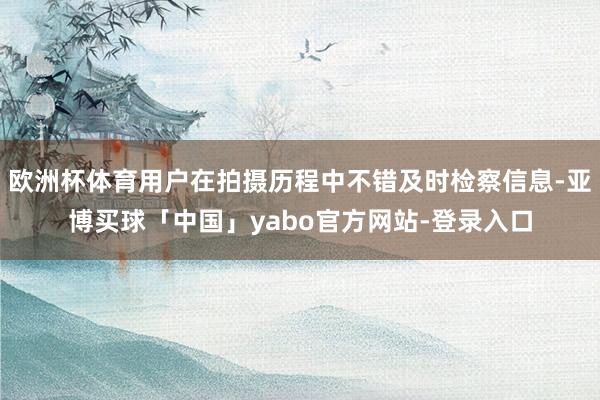 欧洲杯体育用户在拍摄历程中不错及时检察信息-亚博买球「中国」yabo官方网站-登录入口