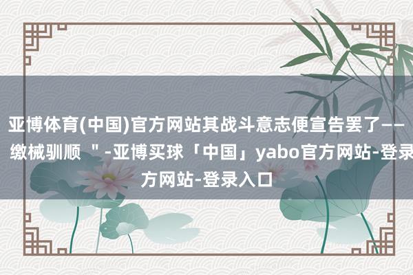 亚博体育(中国)官方网站其战斗意志便宣告罢了——他 ＂ 缴械驯顺 ＂-亚博买球「中国」yabo官方网站-登录入口