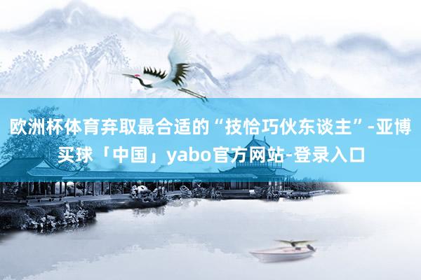 欧洲杯体育弃取最合适的“技恰巧伙东谈主”-亚博买球「中国」yabo官方网站-登录入口
