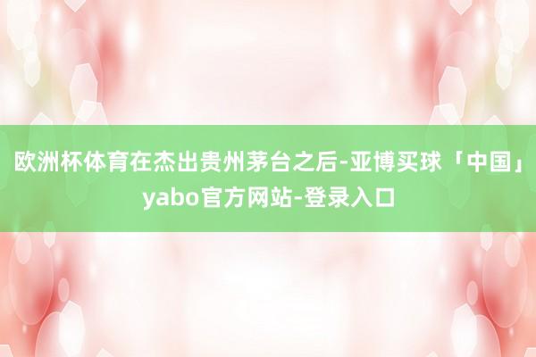 欧洲杯体育　　在杰出贵州茅台之后-亚博买球「中国」yabo官方网站-登录入口