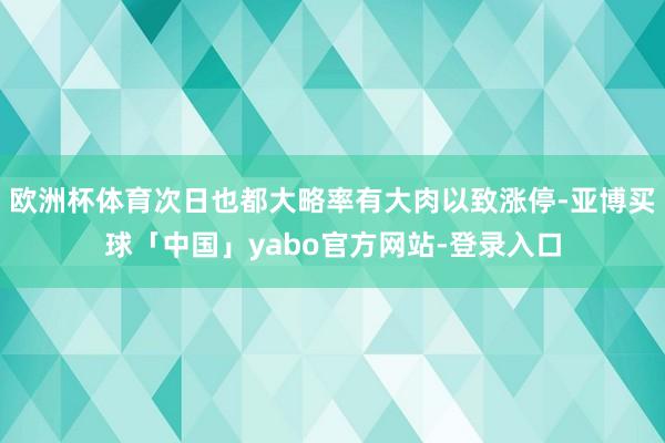 欧洲杯体育次日也都大略率有大肉以致涨停-亚博买球「中国」yabo官方网站-登录入口