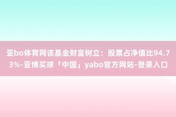 亚bo体育网该基金财富树立：股票占净值比94.73%-亚博买球「中国」yabo官方网站-登录入口