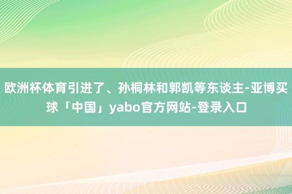 欧洲杯体育引进了、孙桐林和郭凯等东谈主-亚博买球「中国」yabo官方网站-登录入口