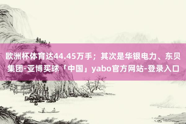 欧洲杯体育达44.45万手；其次是华银电力、东贝集团-亚博买球「中国」yabo官方网站-登录入口