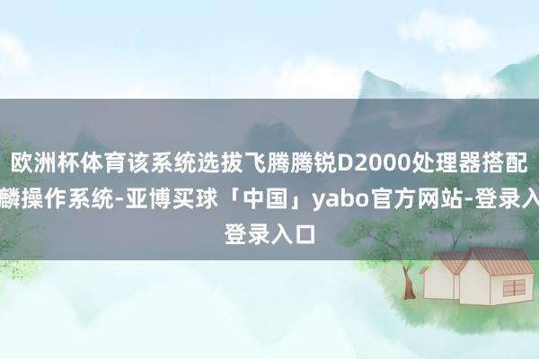 欧洲杯体育该系统选拔飞腾腾锐D2000处理器搭配麒麟操作系统-亚博买球「中国」yabo官方网站-登录入口